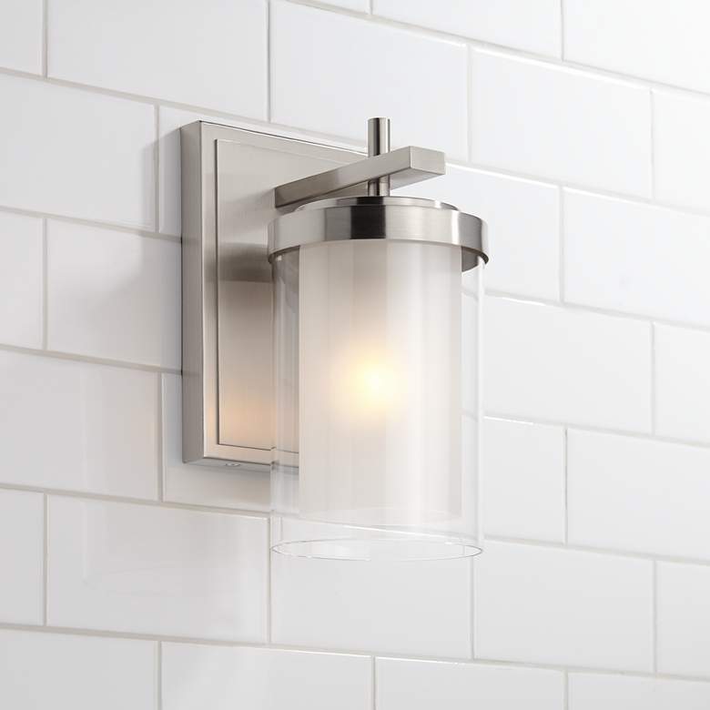 Image 1 Stiffel Sannah 10 inchH Double Glass Nickel Wall Sconce