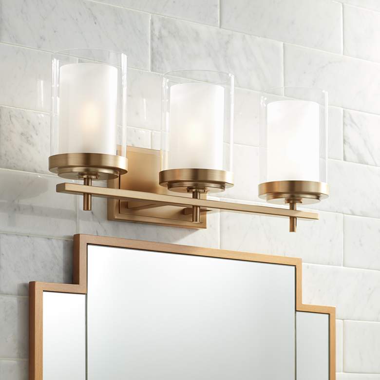 Image 1 Stiffel Sannah 21 3/4 inch Wide 3-Light Warm Brass Bath Vanity Light