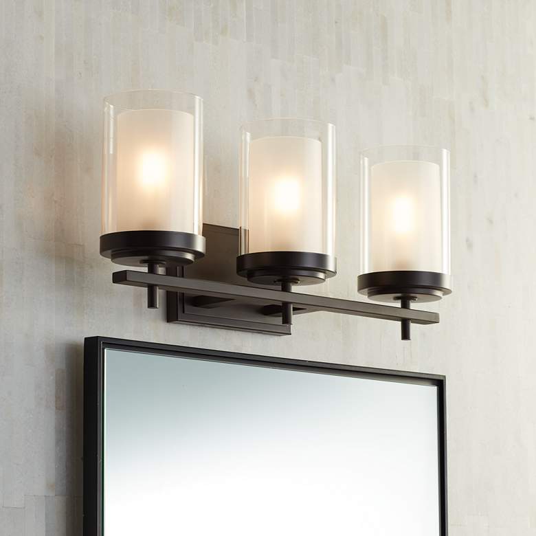 Image 1 Stiffel Sannah 21 3/4"W Double Glass Bronze Bath Light