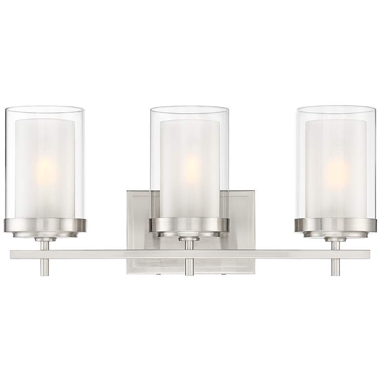 Image 2 Stiffel Sannah 22 inch Wide Double Glass Nickel Bath Light