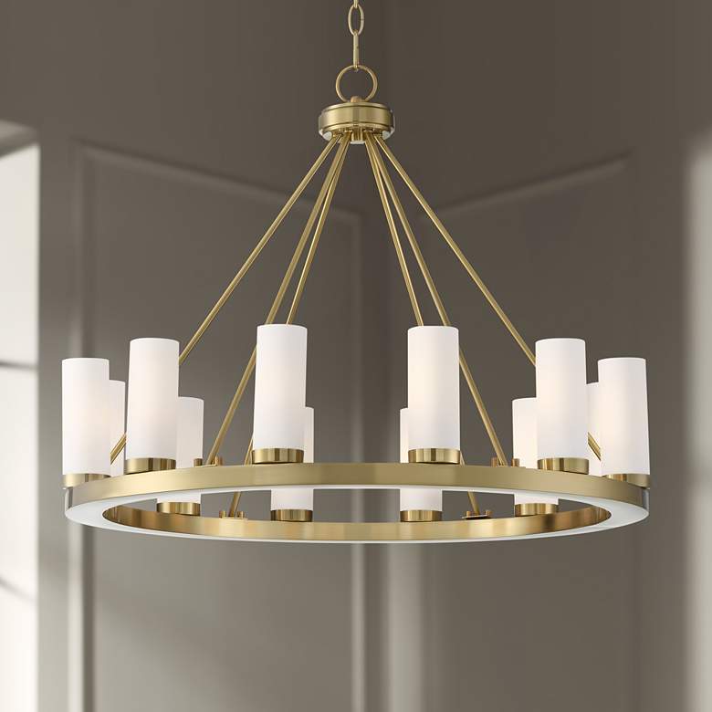 Image 1 Stiffel Tila 29 1/2 inch Wide French Gold and Glass 12-Light Chandelier