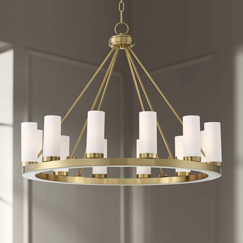 Image 1 Stiffel Tila 29 1/2" Wide French Gold and Glass 12-Light Chandelier