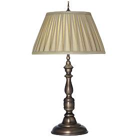 Image1 of Stiffel Turned Column 28" Traditional Antique Old Bronze Table Lamp