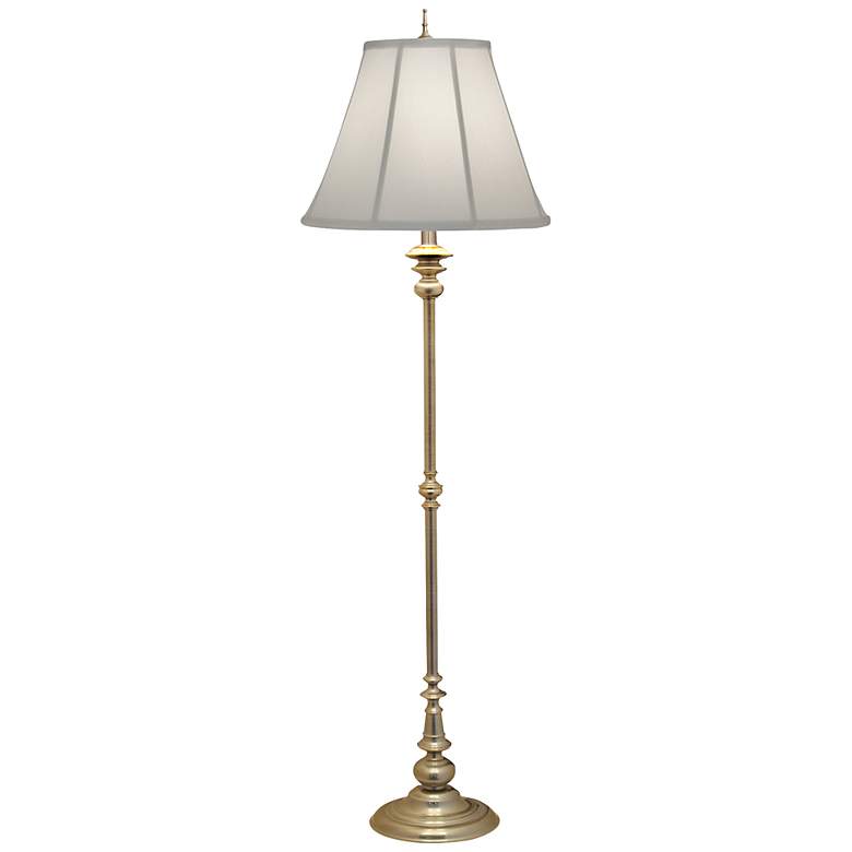 Image 1 Stiffel Turned Column 67" High Milano Silver And Gold Floor Lamp