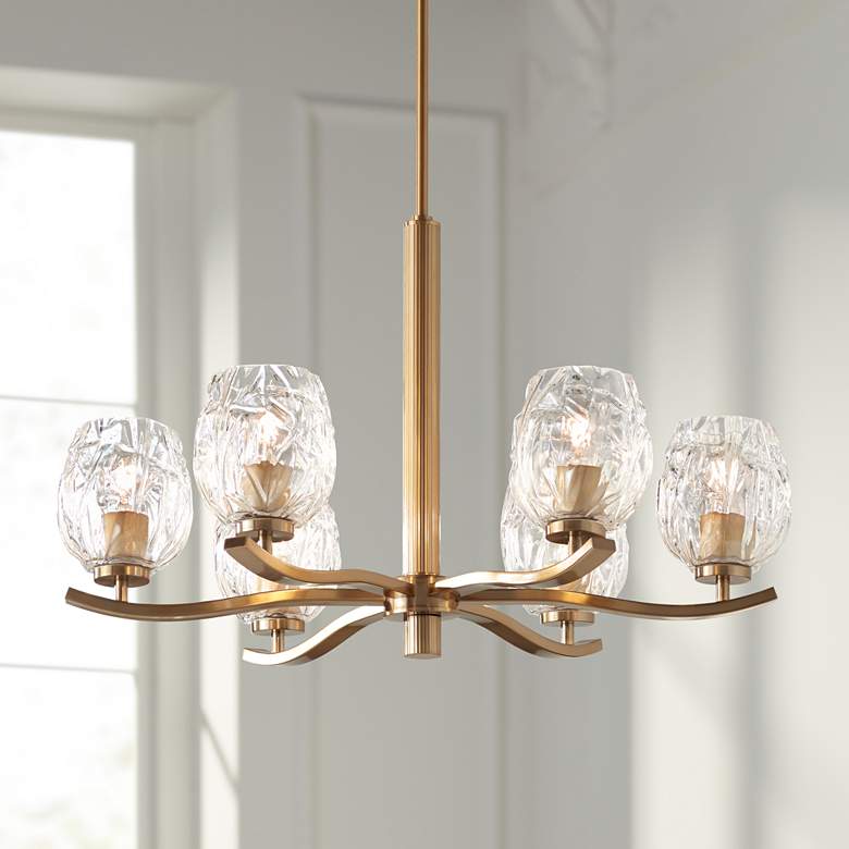 Image 1 Stiffel Veronica 29 1/4" Wide Gold and Glass 6-Light Chandelier