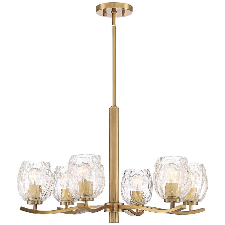 Image 5 Stiffel Veronica 29 1/4 inch Wide Gold and Glass 6-Light Chandelier more views