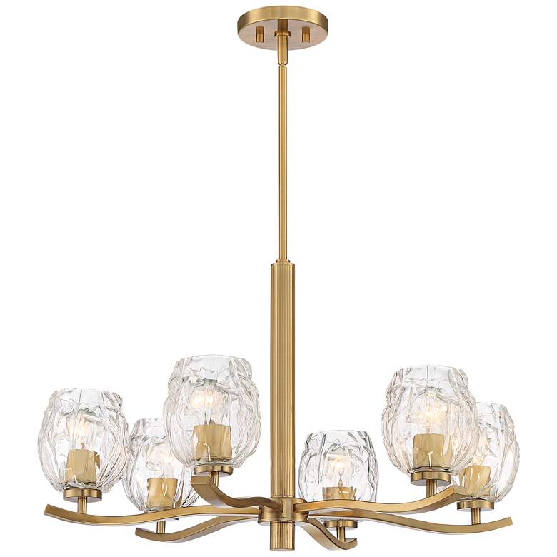 Image 7 Stiffel Veronica 29 1/4 inch Wide Gold and Glass 6-Light Chandelier more views