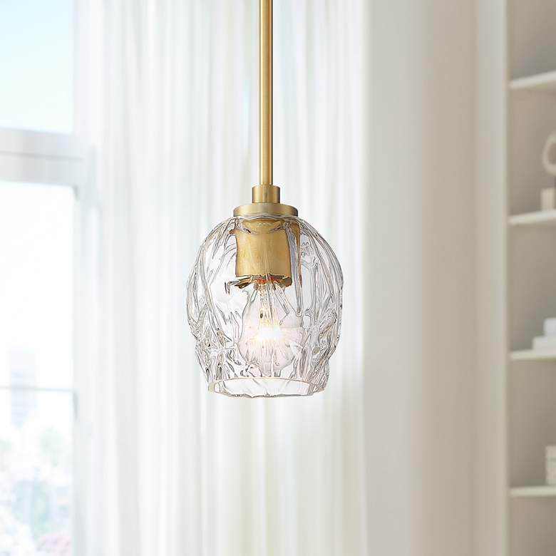 Image 1 Stiffel Veronica 5 1/4 inch Wide Gold and Glass Mini Pendant Light