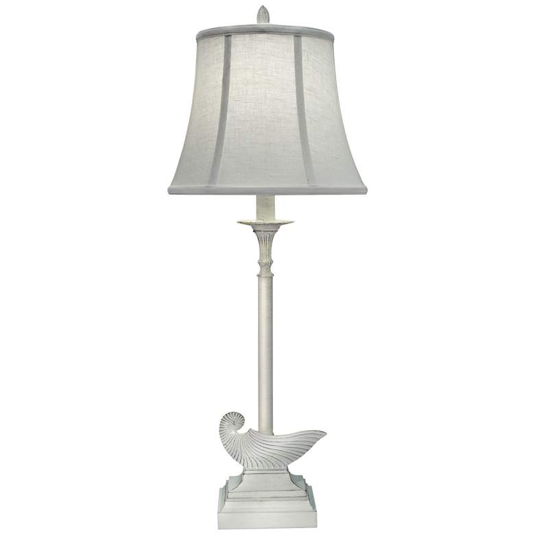Image 1 Stiffel Webber 32" High Distressed White Shell Buffet Table Lamp