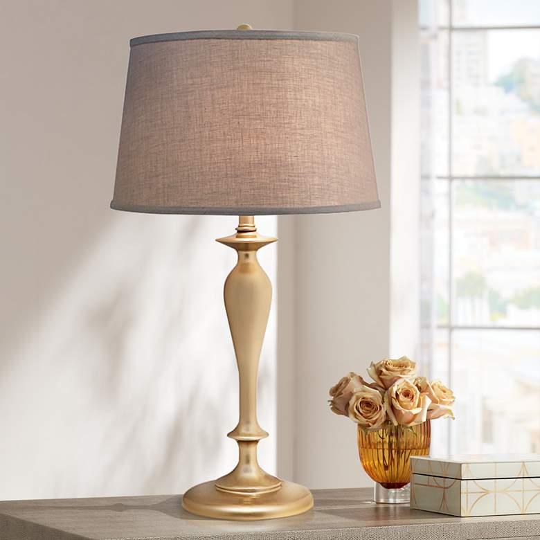 Image 1 Stiffel Willem 28" Oculux Bronze Table Lamp with Geneva Shade