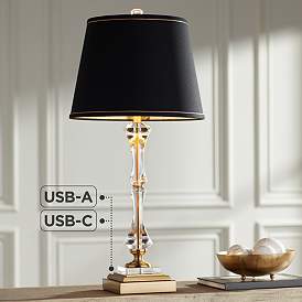 Image1 of Stiffel Windsor 32" Gold and Crystal Traditional USB Table Lamp