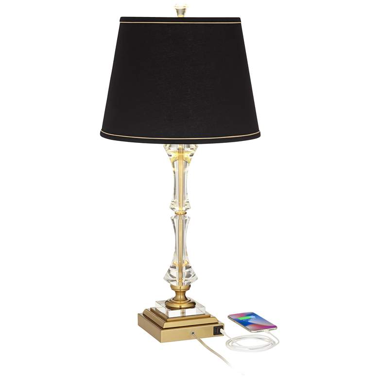 Image 3 Stiffel Windsor 32 inch Gold and Crystal Traditional USB Table Lamp more views