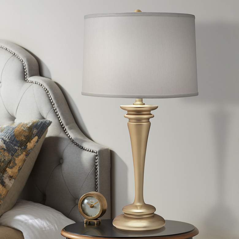 Image 1 Stiffel Yelm Oculux Bronze Metal Table Lamp with Pearl Shade