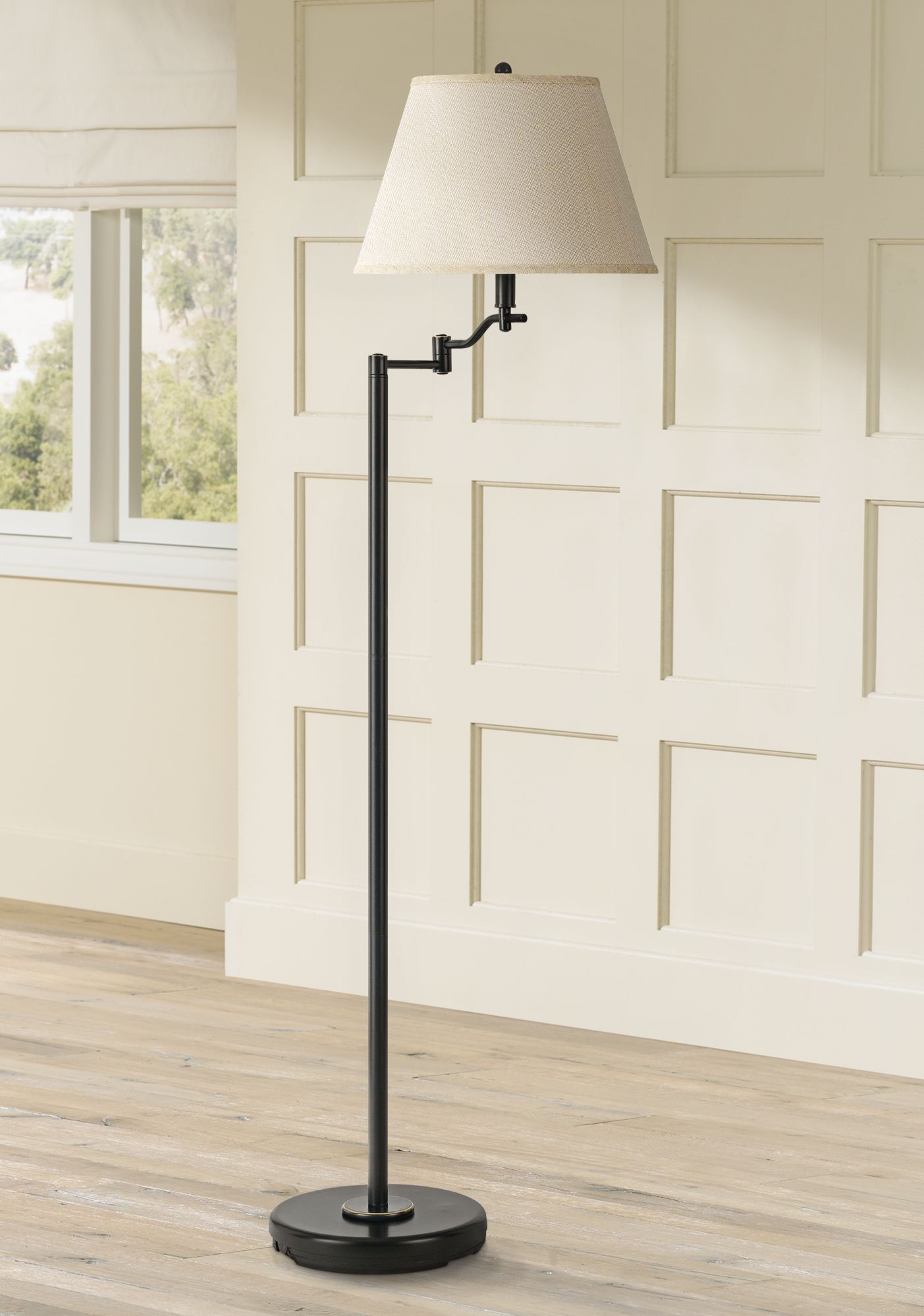 cal lighting swing arm floor lamp