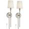 Stiletto Brushed Nickel Plug-in Wall Lamps Set of 2 with Cord Covers