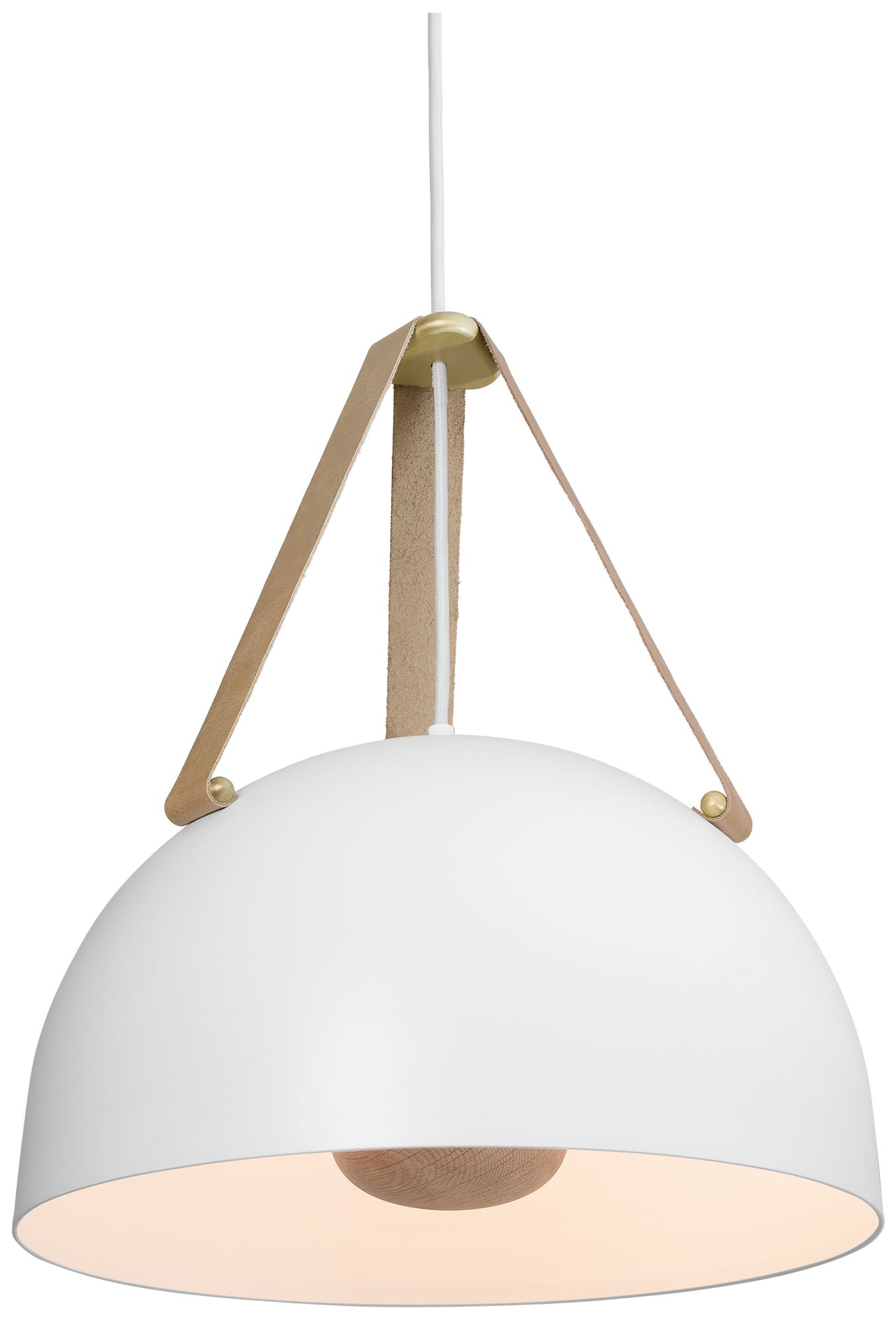 Stillo Blanc 16"W White Brushed Brass LED Pendant White Washed Oak