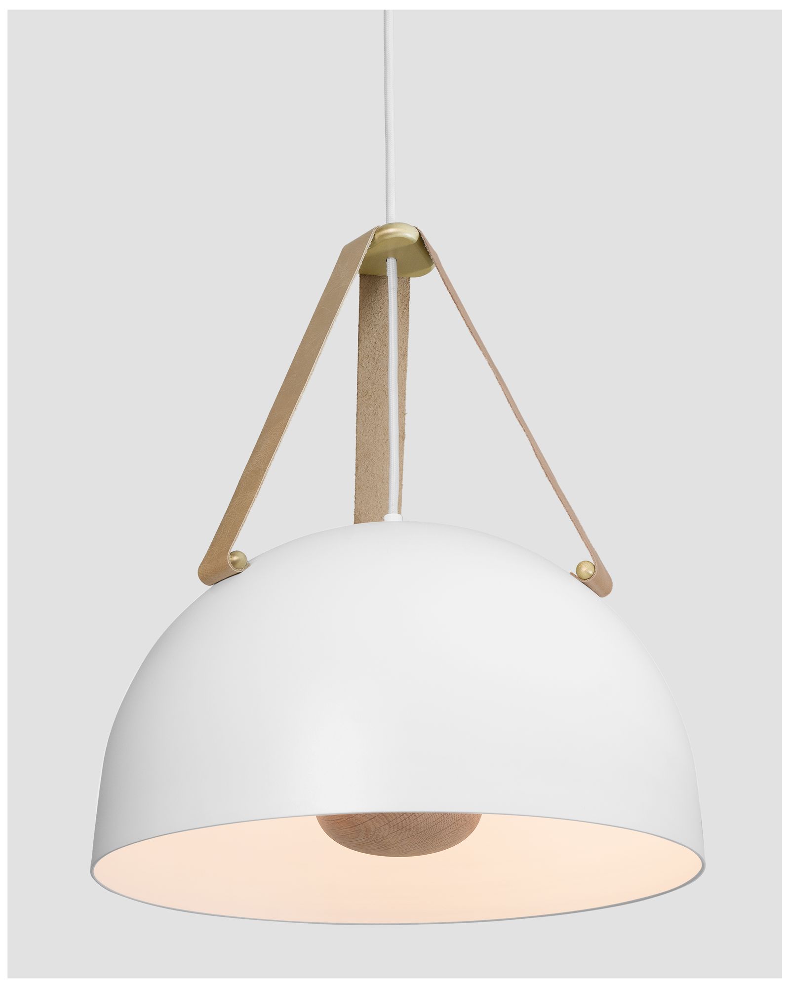 Image 3 Stillo Blanc 16"W White Brushed Brass LED Pendant White Washed Oak more views