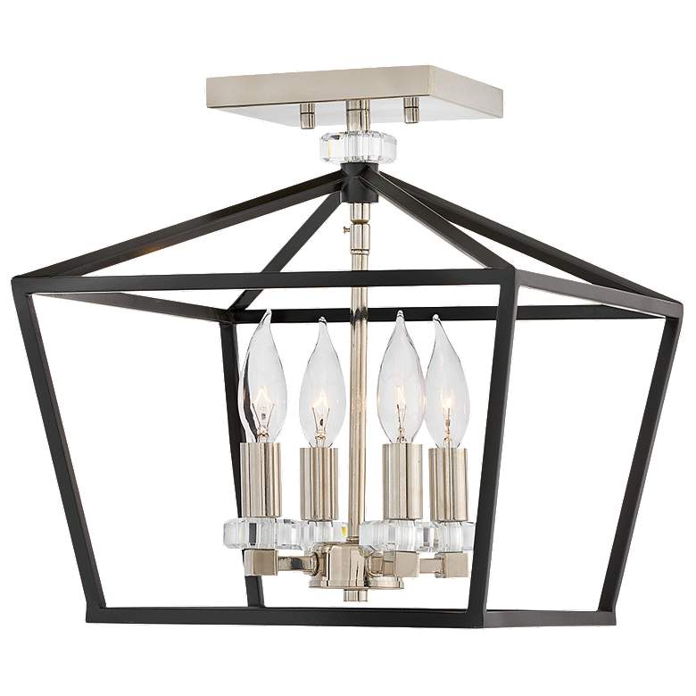Image 1 Stinson 13" Wide Black with Polished Nickel Ceiling Light