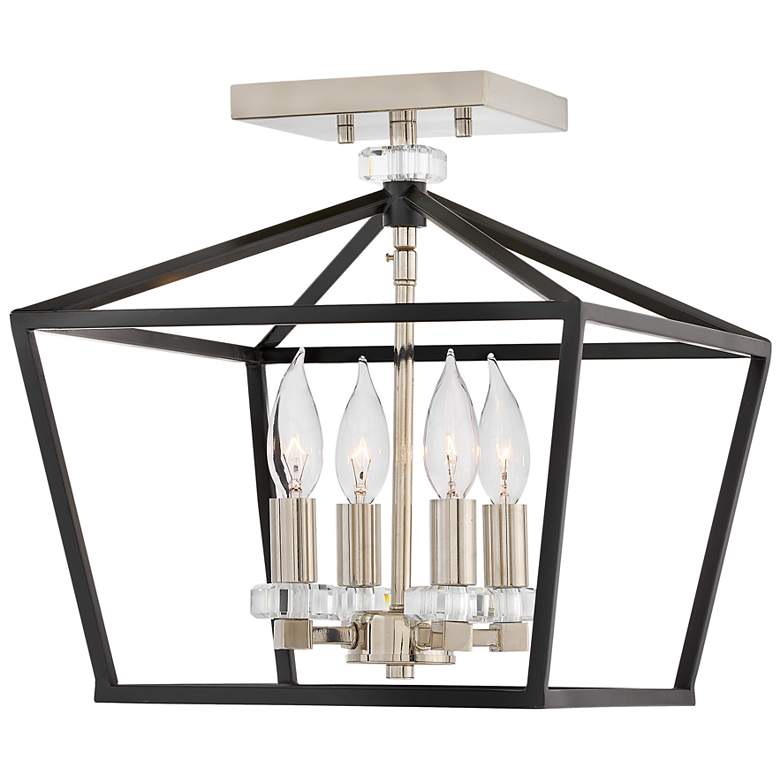 Image 2 Stinson 13" Wide Black with Polished Nickel Ceiling Light more views