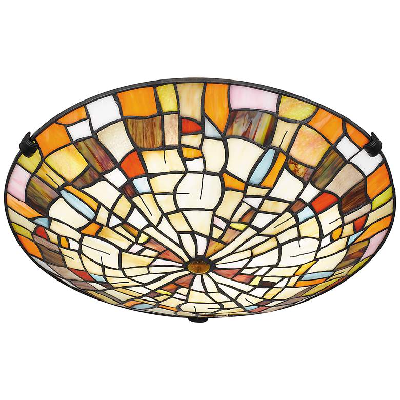 Image 5 Stinson 16.5 inch Wide 2-Light Mission Tiffany-Style Glass Ceiling Light more views