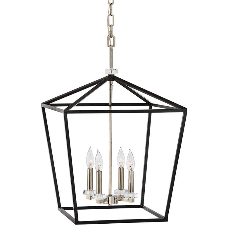 Image 1 Stinson 18"W Black and Polished Nickel 4-Light Foyer Pendant
