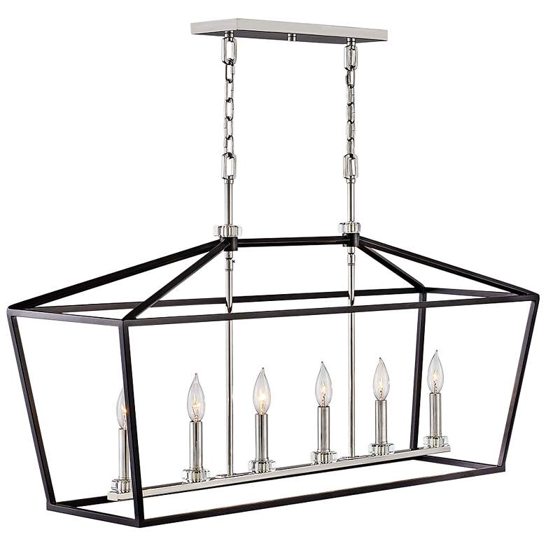 Image 1 Stinson 42" Wide Polished Nickel and Black Linear Chandelier