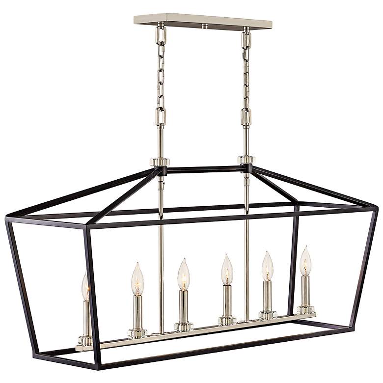 Image 4 Stinson 42" Wide Polished Nickel and Black Linear Chandelier more views