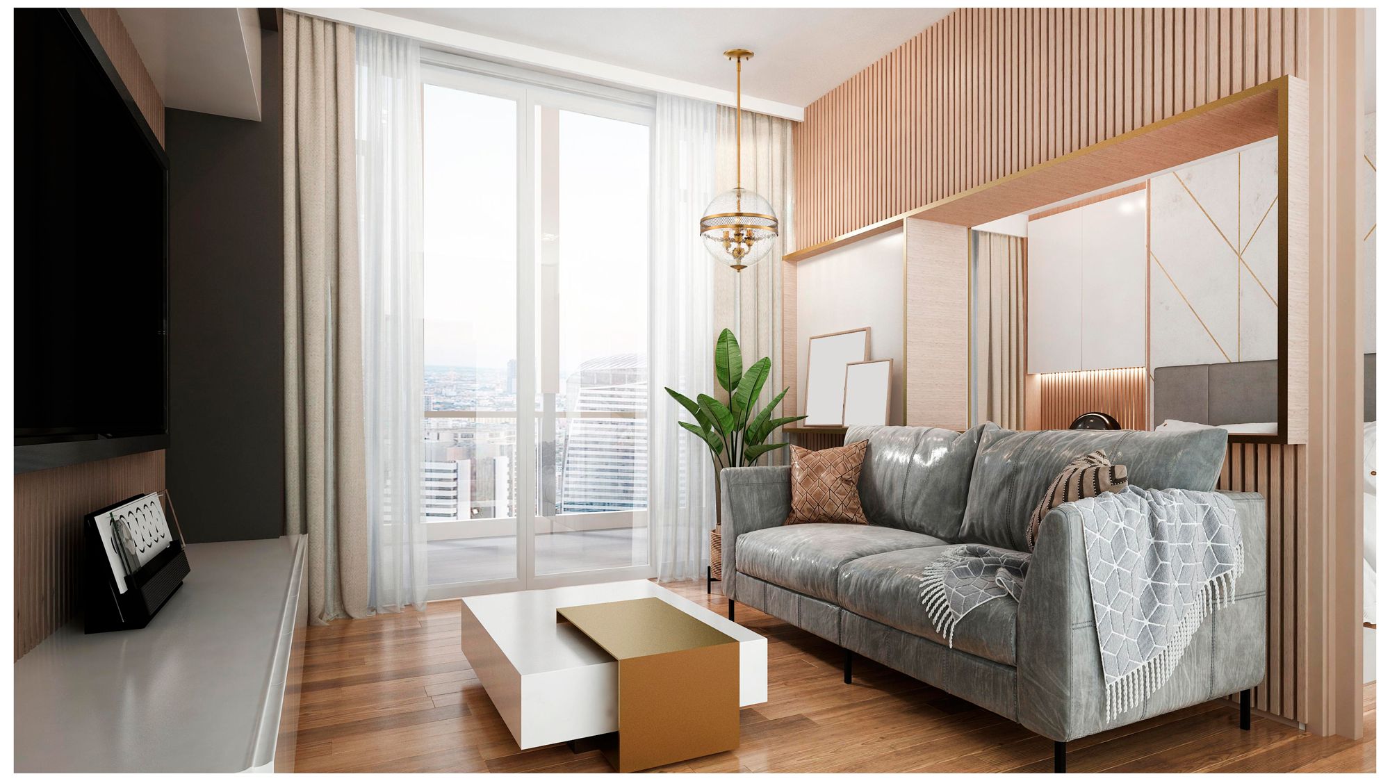 Image 6 Stirling 3-Light Pendant in Warm Brass more views