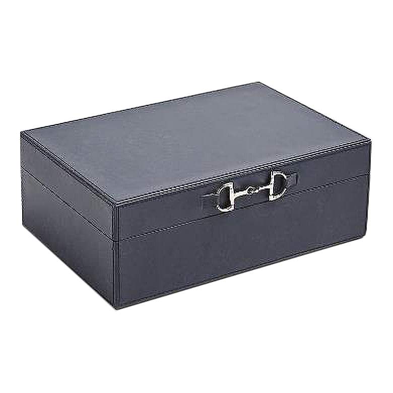 Image 1 Stirrup Flat Blue Wash Leather Rectangular Decorative Box