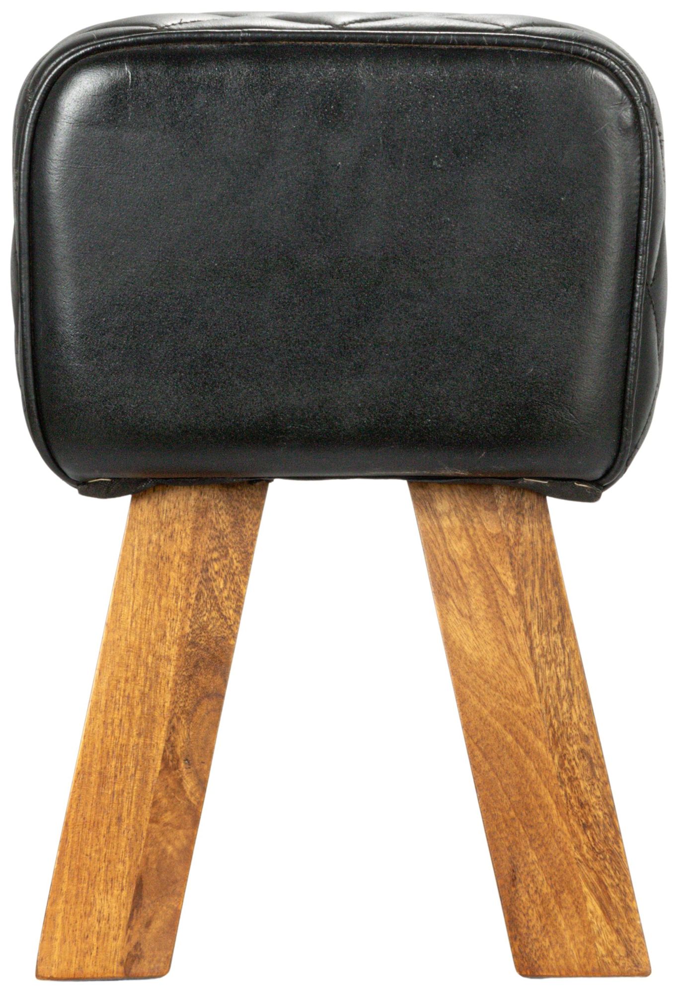 Image 7 Stitched Genuine Leather Bench with Mango Wood Legs, Black more views