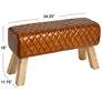 3_Stitched Leather and Wood Bench, Camel and Natural more views