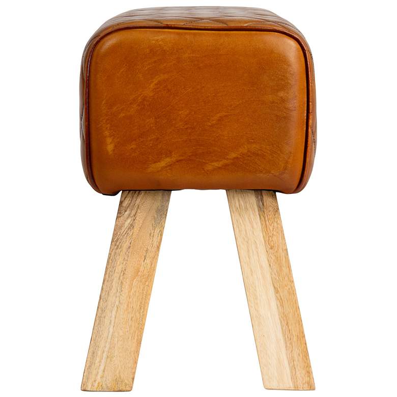 Image 4 Stitched Leather and Wood Bench, Camel and Natural more views