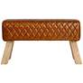 7_Stitched Leather and Wood Bench, Camel and Natural more views