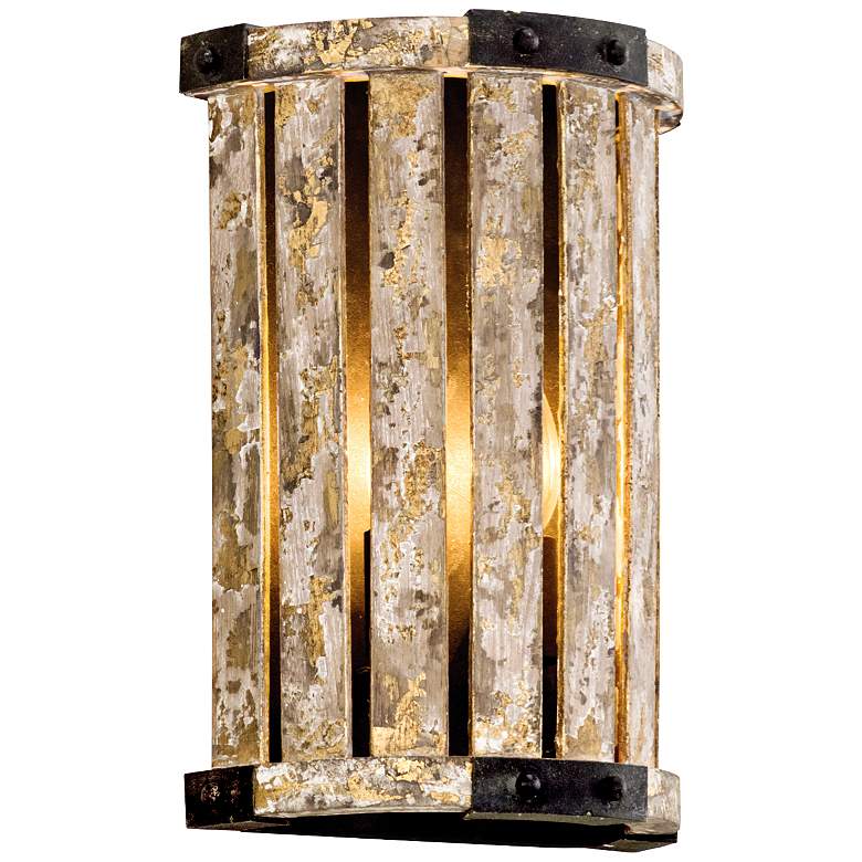 Image 1 Stix 12 1/4 inch High Antique Gold Leaf Wall Sconce