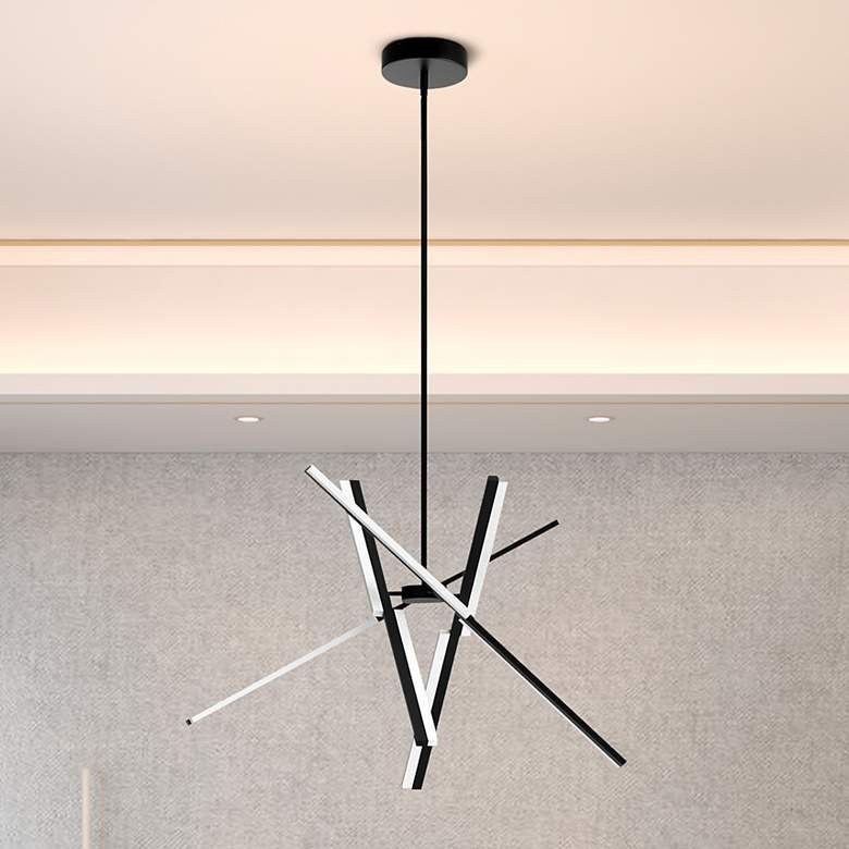Image 1 Stix 32" Wide Black Pendant