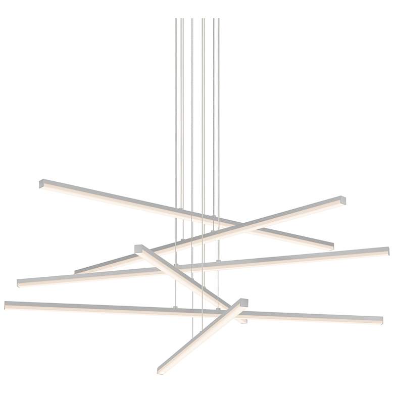 Image 2 Stix 39 1/2" Wide Satin Aluminum 6-Arm LED Pendant Light