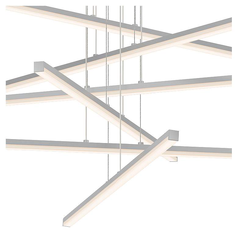 Image 3 Stix 39 1/2" Wide Satin Aluminum 6-Arm LED Pendant Light more views