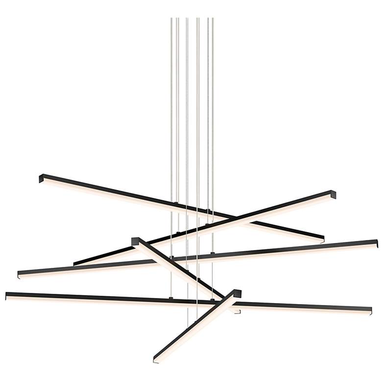 Image 1 Stix 40" Wide LED Chandelier 6-Arm Satin Black 240" Cable