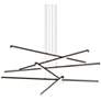 1_Stix 40" Wide LED Chandelier 6-Arm Satin Black 240" Cable