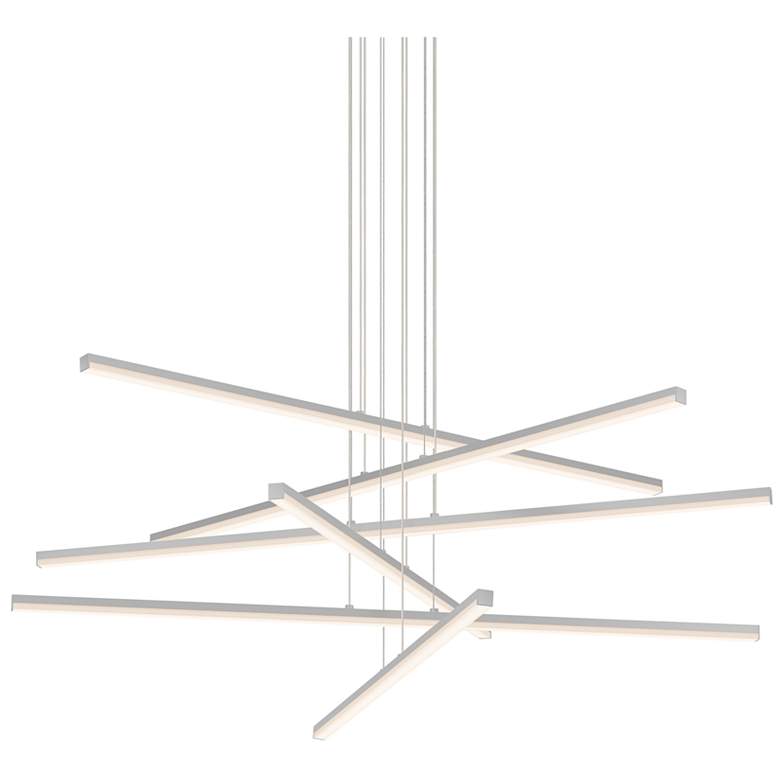 Image 1 Stix 40" WideLED Chandelier 6-Arm Bright Satin Aluminum 240" Cable