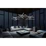 5_Stix 40" WideLED Chandelier 6-Arm Bright Satin Aluminum 240" Cable more views