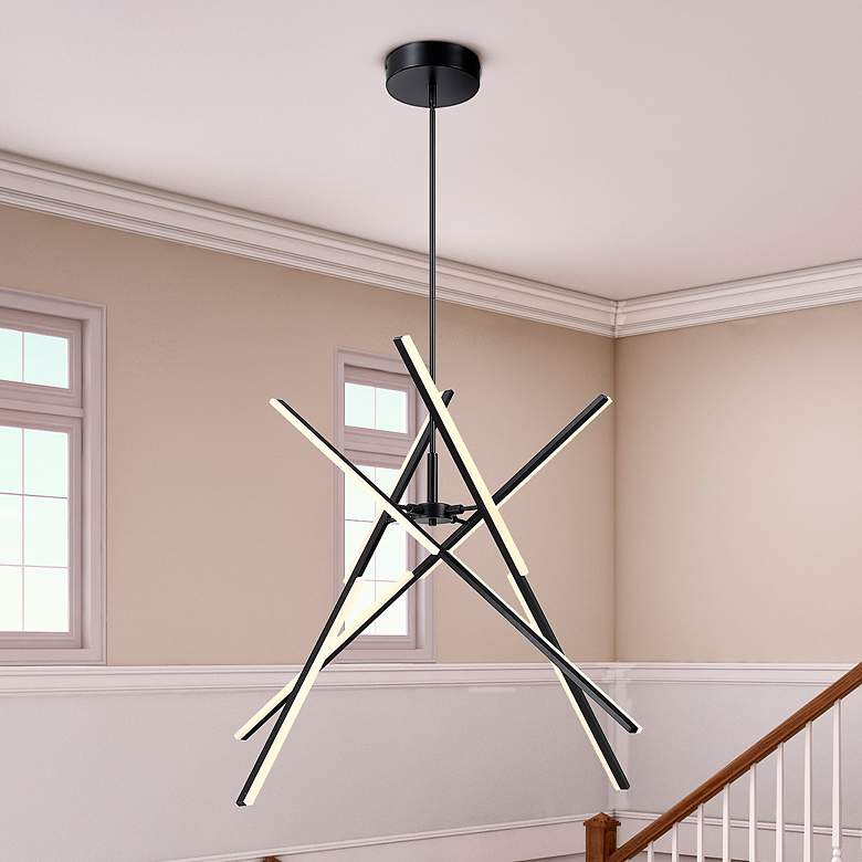 Image 1 Stix 50" Wide Black Chandelier