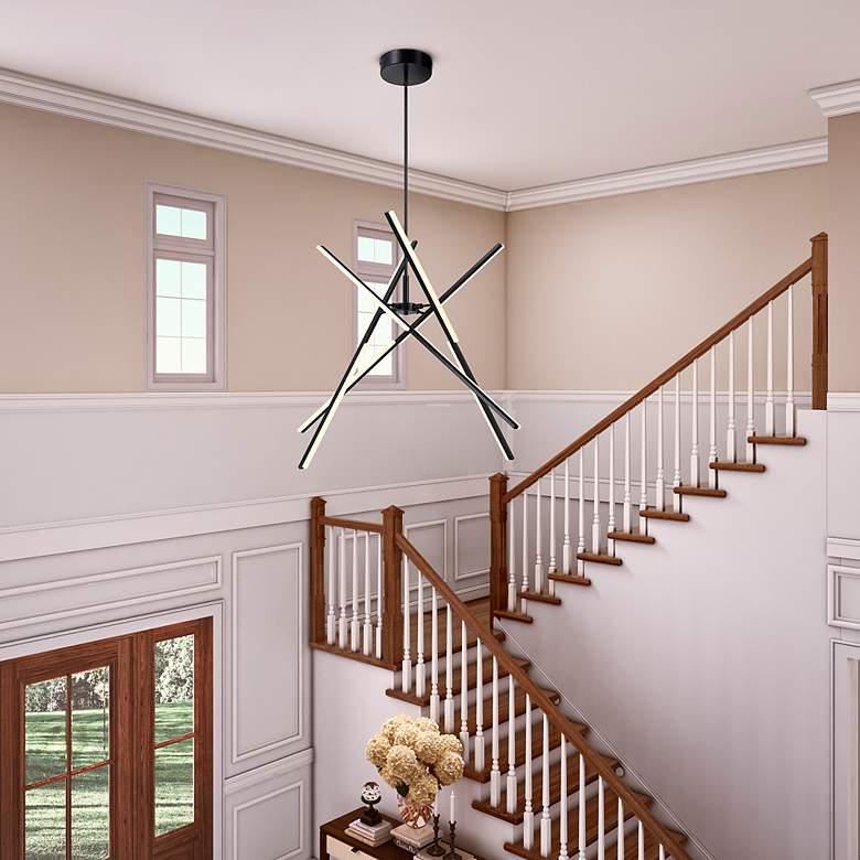 Image 3 Stix 50" Wide Black Chandelier more views