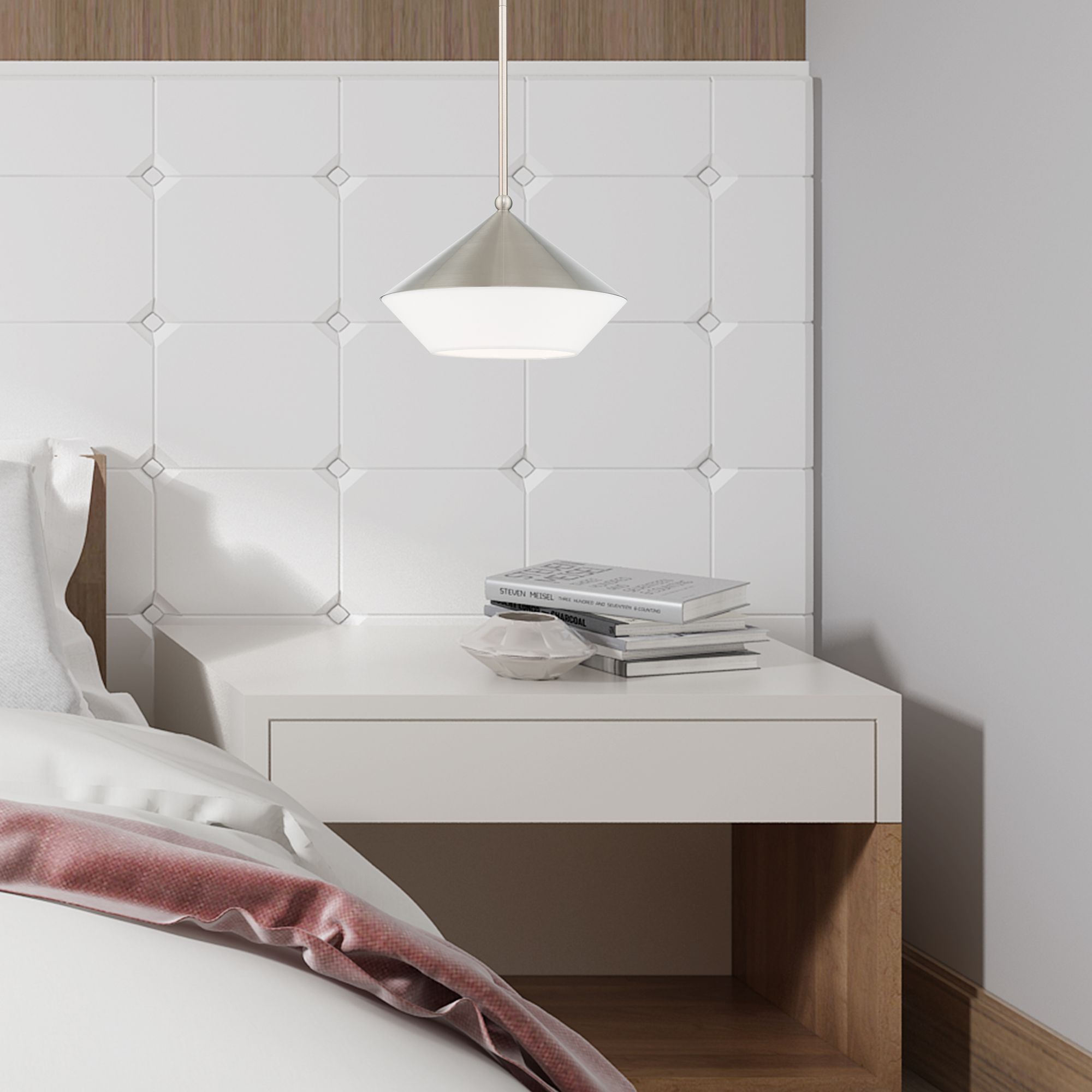 Stockholm 1 Light Brushed Nickel Mini Pendant