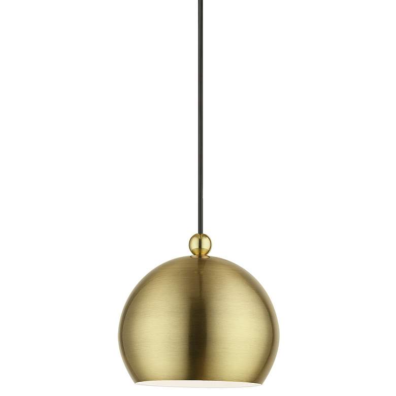 Image 1 Stockton 1 Light Antique Brass Globe Mini Pendant