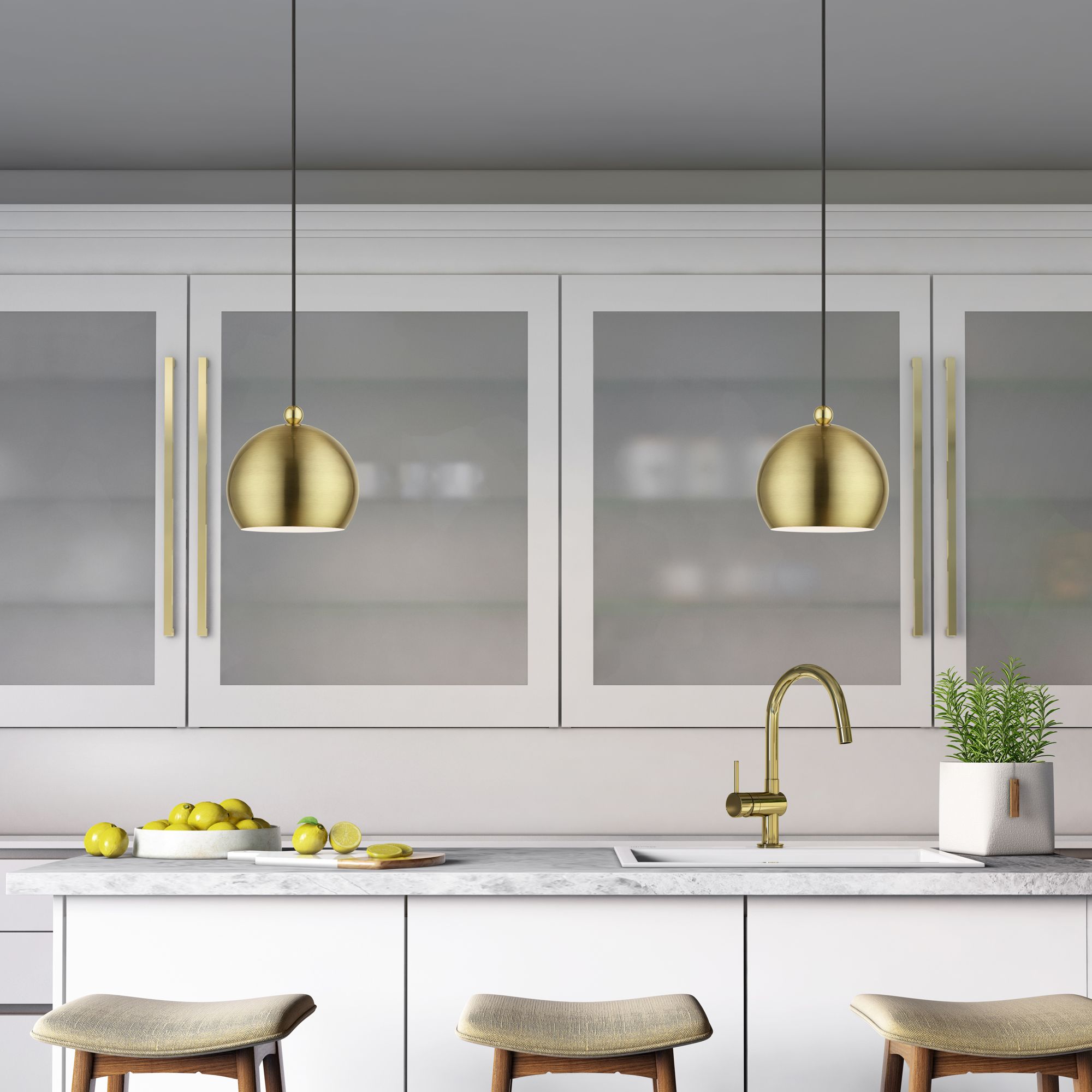 Stockton 1 Light Antique Brass Globe Mini Pendant