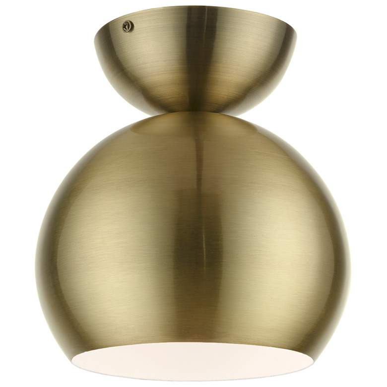 Image 1 Stockton 1 Light Antique Brass Globe Semi-Flush