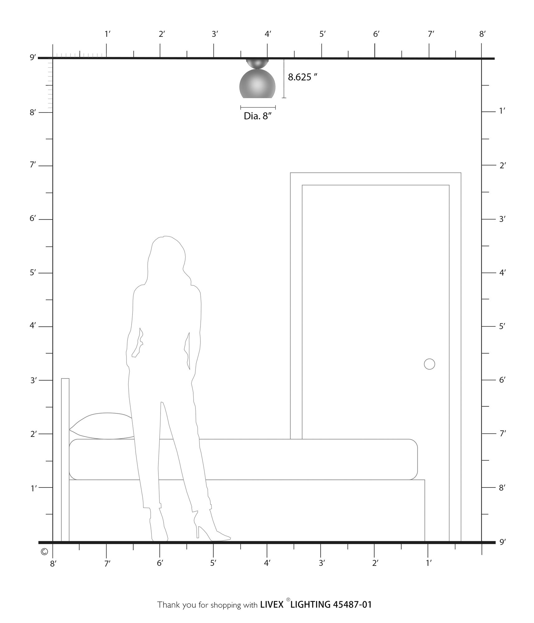 Stockton 1 Light Antique Brass Globe Semi-Flush