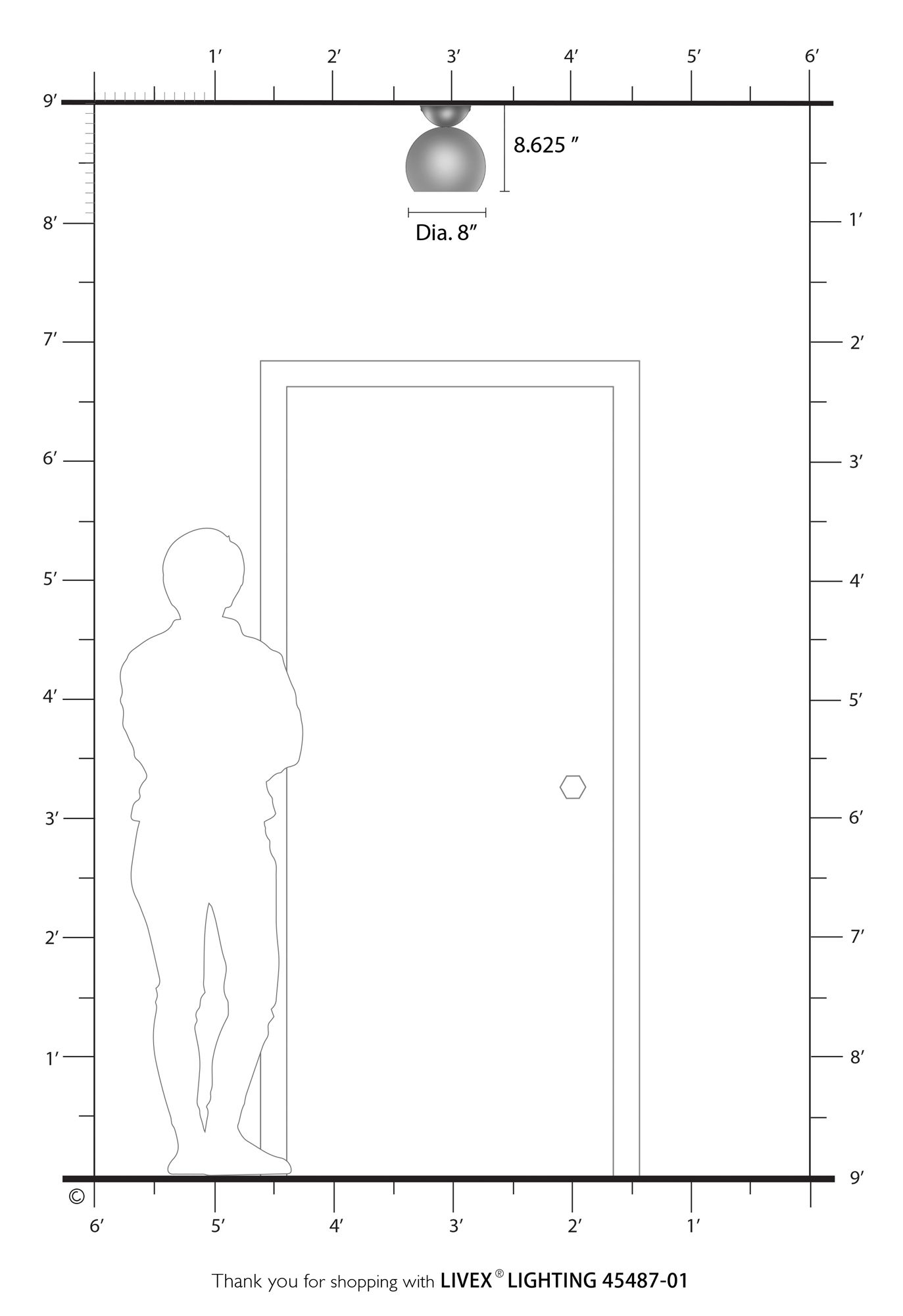 Stockton 1 Light Antique Brass Globe Semi-Flush