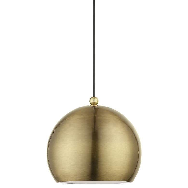 Image 1 Stockton 1 Light Antique Brass with Polished Brass Accents Globe Pendant